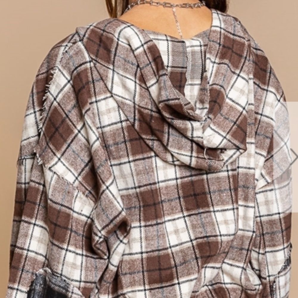 𝅺plaid Hooded Bomber Jacket - Picture 12 of 13